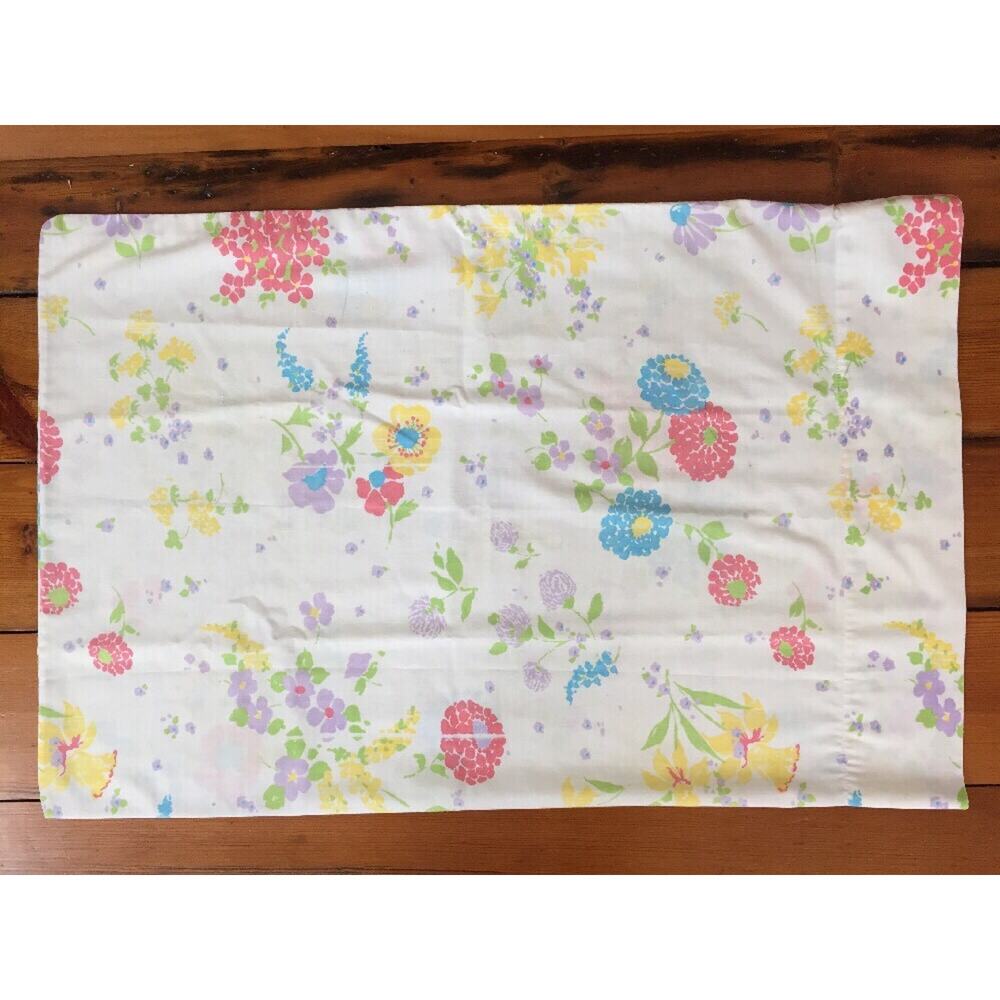 Vintage Dan River Dantrel No Iron Muslin Fortrel Cotton Floral Pillowcase 19x30